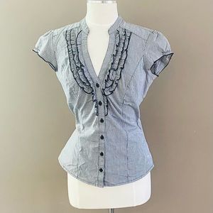 Chado Black and White Button Up Blouse Size L